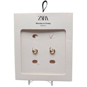 Zara Gold Tone Mini Hoop Earrings "Monday To Friday" Collection READ ME